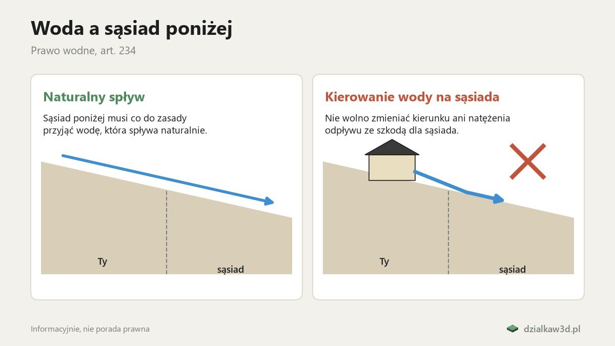 Naturalny spływ do sąsiada a kierowanie wody na sąsiada