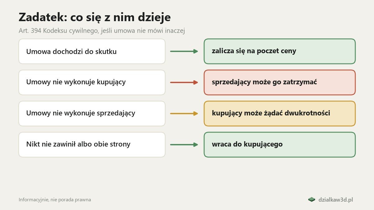 Cztery scenariusze dla zadatku według art. 394 KC